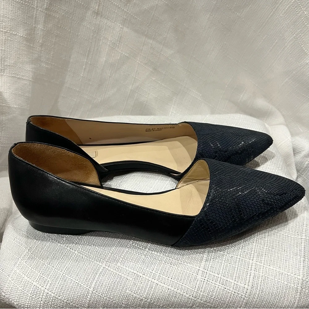 Cole Haan Flats Blue Navy Snakeskin Pattern Pointed Toe Women’s Size 8.5B - Picture 2 of 16
